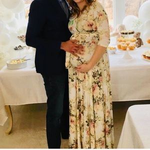 Pink blush maxi floral maternity dress